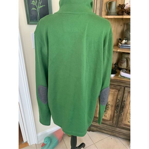 Banana Republic Quarter Zip Banana Kelly Green Elbow Pads Pullover - Picture 2 of 8